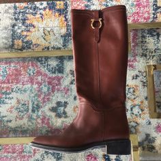 New (In Box) Brown Ferragamo Riding Boot. Comfortable, Classic, And Ready To Be Worn! Brown Riding Boots, Salvatore Ferragamo Shoes, Brown Color, Salvatore Ferragamo, Riding Boots, Women Shoes, Boots, Women Shopping, Color