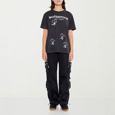 Add a cool streetwear vibe to your wardrobe with these Forever 21 women's and junior's cargo pants. They feature a straight-leg silhouette, a mid-rise, a button-zip fly, and multiple zippered and cargo pockets for a bold, utility-inspired look. Pair them with a cropped tee and sneakers.Closure Type: Button & ZipperFit: Straight FitPockets: 2 Side Zip Pockets, 4 Cargo Side Pockets, 2 Back Slip Pockets, 2 Side Slip PocketsRise: Mid RiseFiber Content: 100% PolyesterInseam: LongLeg Style: Straight L Trendy Black Mid-rise Cargo Pants, Urban Style Washed Black Cargo Pants With Pockets, Urban Style Mid-rise Black Cargo Pants, Urban Style High-rise Black Cargo Pants, Urban Washed Black Cargo Jeans With Five Pockets, Cool Streetwear, Women Cargo Pants, Pants Cargo, Cropped Tee