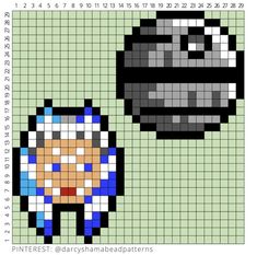 an image of a pixel art piece that looks like the character from star wars