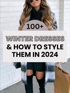 Winter Elegant Outfit Classy Chic, Winter Dresses With Boots, Stylish Winter Outfits, Winter Dress Outfits, Warm Dresses, Trendy Winter, Style Winter, Cute Winter Outfits