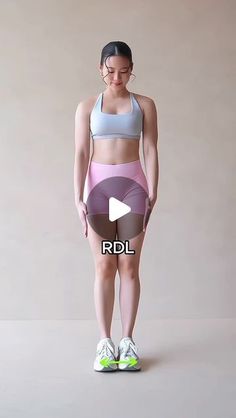 a woman is standing with her hands on her hips and the words rdl are in front of her