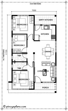 the floor plan for a small house with two bedroom and an attached living room area