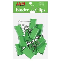 green binder clips are in the package