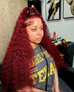 #wiginstall #hairinspo #wigstyle #redwig #halfuphalfdownhair Red Wet And Wavy Wig, Wig Hairstyles Red, Curly Red Wig, Red Hair Ponytail, Red Curly Wig, Red Hairstyles, Lace Fronts