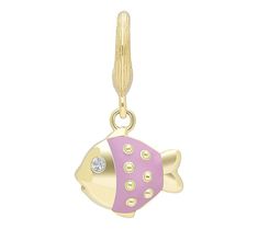 Add a splash of whimsy to your jewelry collection with the Ariva sterling silver Fiona the Fish charm. Featuring a playful pink enamel body and a white topaz eye, this charm is perfect for animal lovers and charm enthusiasts alike. From Ariva. Pink Enamel Jewelry With Charms, Pink Enamel Charms Jewelry, Playful Pink Enamel Jewelry, Pink Sterling Silver Dangle Charms, Pink Enamel Charms For Gifts, Nickel-free Pink Dangle Charms, Pink Nickel-free Dangle Charms, Nickel Free Pink Sterling Silver Charms, Nickel-free Pink Sterling Silver Charms