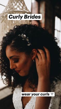 Boho Bridal Hair For Black Women, Wedding Hairstyles For Black Women Natural Hair, Wedding Styles For Naturally Curly Hair, Natural Hair Styles Wedding, 3c Wedding Hairstyles, Natural Curly Hairstyles For Wedding, Curly Bride Hairstyles, Natural Curls Wedding Hair, Naturally Curly Bridal Hair