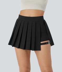 Breezeful™ High Waisted Pleated 2-in-1 Side Pocket Adjustable Buckle Micro Mini Quick Dry Casual Skirt Halara Skirt, Coachella Looks, Buckle Skirt, Electric Daisy, Dark Clothes, Party Rock, Black Pleated Skirt, Party Skirt, Micro Mini