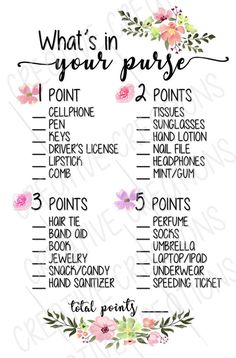 what's in your purse printable