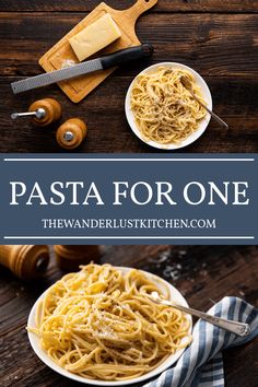 pasta for one with cheese and parmesan on the side