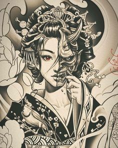 Tato Geisha, Tato Realis, Japanese Geisha Tattoo, Japanese Hand Tattoos, Geisha Tattoo Design, Samurai Tattoo Design, Geisha Tattoo, Japan Tattoo Design, Asian Tattoos