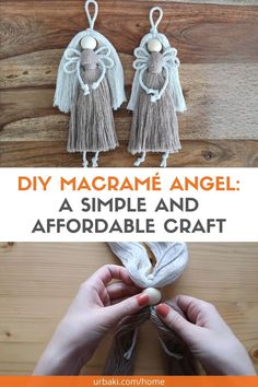 the instructions for how to make an adorable angel ornament with yarn and tassels