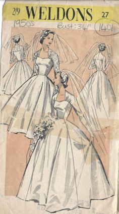 an old wedding dress pattern from the 1950's