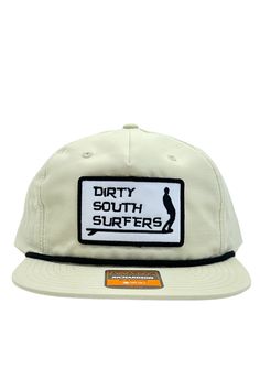 Old grandpa-style Dirty South Surfers hat Made in Charleston, SC Adjustable snapback, UPF 50+. Rujuta Sheth, Old Grandpa, Dirty South, Grandpa Style, Natalie Martin, Brand Ideas, Louise Misha, Best Graphics, Surfer Girl