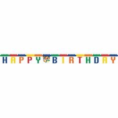 Buy Kids Birthday Block Party jointed banner sold at Party Expert Paper Centerpieces, Block Birthday Party, Decoration Birthday Party, Party Girlande, Bloc Party, Lego Birthday Party, Banner Birthday, Lego Birthday, Lego Party