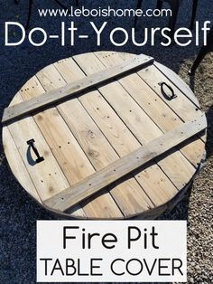 a fire pit table with the words do it yourself written on it