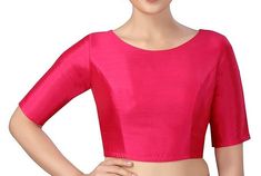 Designer Sari Blouse, Dark Pink Sari Blouse, Polyester boat neck Elbow Length Sleeves Plain Coloured Saree Blouse, Pink Crop Top For Women by saanvicreation4U on Etsy Pink Sari, Crop Top For Women, Sari Blouse, Pink Crop Top, Top For Women