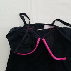 Corset Top, Both Sides, Shapewear, Pink Black, Medium Size, Women's Intimates, Black Pink, Lace, Pink