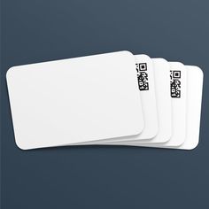 four blank cards with qr code printed on the front and back side, sitting next to each other