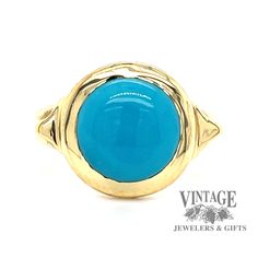 18 karat yellow gold turquoise cabachon bezel set ring Turquoise Gold Rings, Classic Gold Turquoise Ring With Round Shape, 14k Yellow Gold Turquoise Cabochon Ring, Classic Yellow Gold Turquoise Ring, Gold Turquoise Cabochon Ring In 14k Gold, Classic Yellow Gold Turquoise Cabochon Ring, Blue Turquoise Oval Cabochon Ring In 14k Gold, Blue Oval Cabochon Turquoise Ring In 14k Gold, Blue Turquoise 14k Gold Oval Cabochon Ring