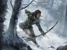 the cover art for rise of the tombblader, featuring a woman with bow and arrow