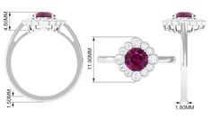 Product Details Elevate your style with this Rhodolite Ring. The sparkling Diamond halo adds a touch of brilliance to this captivating gemstone beauty. Product Information SKU SHP-RINGS062210044 Weight 2.56 gm (Approximate) RHODOLITE INFORMATION No.of Stones 1 Pieces Total Weight 1.05 Carat (Approximate) Dimension(approx) Round-6X6 mm-1 Pcs Color Red Cut Brilliant Shape Round Setting Type Prong-Setting Quality Grade AAA DIAMOND INFORMATION No.of Stones 12 Pieces Total Weight 0.65 Carat (Approxim Formal Birthstone Ring With Halo And Round Cut, Formal Halo Design Birthstone Ring, Formal Round Halo Ring With Accent Stones, Round Cut Ruby Ring With Halo Design, Formal Ruby Ring With Halo Setting, Formal Halo Setting Birthstone Ring With Round Stone, Formal Birthstone Ring With Halo Setting, Ring With Diamond, Sparkling Diamond