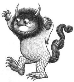 a drawing of a furry creature with long hair and horns on it's head