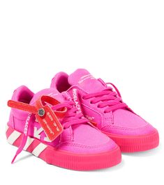 Logo Canvas Sneakers in Pink - Off White Kids | Mytheresa Off White Shoes Custom, Airport Signage, Arrows Logo