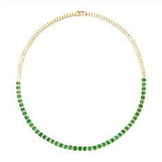 Bezel Set Tsavorite Tennis Necklace Luxury Gold Tsavorite Necklaces, Luxury Tsavorite Necklaces, Luxury Tsavorite Necklace, Gold Tennis Necklace, Tsavorite Garnet, Tennis Necklace, Vibrant Green, Bezel Setting, Garnet