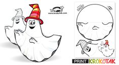 an image of a cartoon ghost with a hat on it's head and another drawing