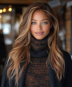 Dimension In Dark Hair, Hair Color For Women Over 50, All Over Hair Color Ideas, Copper Caramel Hair, Fall Hair Colors Black Women, Amber Balayage, Warm Fall Hair Color, Balayage For Fall, Hair Colors For Tan Skin