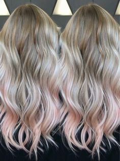 Blonde Balayage With Pink, Peach Balayage, Pink Blonde Hair, Brown Ombre Hair, Balayage Ombré, Blond Balayage, Ombre Hair Blonde, Ash Blonde Hair, Pink Highlights