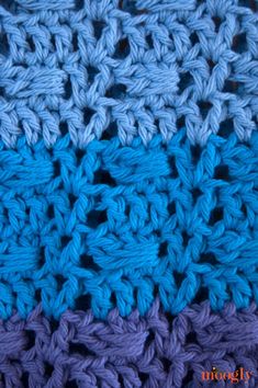 the crochet is blue and purple