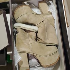 New Sz 40 R13 Shearling Boots R13 Boots, Shearling Boots, Winter Rain, White Cream, Cream White, Rain Boots, Women Shoes, Cream, Boots