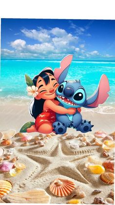 stitch and stitch hugging on the beach