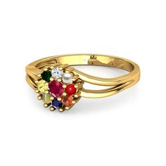 Navaratna Rings For Women, Navaratna Ring For Women, Navaratna Ring, Gold Jewellery India, Gold Ideas, Gold Mangalsutra, Ladies Ring, Ring For Men