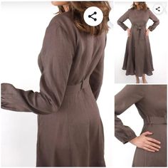 "Long elegant silhouette. The hem of the skirt are hidden pockets. Long zipper on the front. The dress is tied with a belt. Great choice for a holiday or for work.  Details * weight: 205 g/m² or 6.05 oz/yd² * softened * breathable, anti-allergic * light, very durable and strong * easy to wash * suitable for children * OEKO-TEX® Standard 100 certified (guarantees you that it meets ecological requirements) Model wears size S, 172 cm/5'7\" tall. GARMENTS ARE DESIGNED FOR 164-176 CM HEIGHT ( 5'5\"-5 Fitted A-line Belted Dress For Fall, Fitted Long Sleeve Dresses With Belted Cuffs, Fitted A-line Wrap Dress With Tie Waist, Fitted Daywear Dress With Belted Cuffs, Fitted Long Sleeve Belted Dress For Daywear, Fitted Belted Knee-length Dress For Fall, Fitted Long Sleeve Midi Dress With Belted Cuffs, Fitted Dress With Belted Cuffs, Fitted Knee-length Belted Dress For Fall