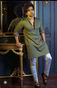 "Give yourself a best ethnic look by wearing this Kurta Made of rich cotton blend fabric this regular-fit set comprises a full-sleeved Indian kurta This outfit with mojris will look apart on special occasions. Fabric- Cotton Blend. Style - Newly Color - Olive Green Full - Sleeve Material : Cotton These Men's Kurta shirts can be customized as per your requirement. Example Please See Below. 34 inches Actual Body Chest Size we Add Lose Fitting Fabric Armhole to Armhole 6\" Inches Extra So Total Rea Kurta Pajama Men Design, Stylish Kurta Pajama For Men, Stylish Kurta For Men, Pathani Kurta For Men, Kurta Pajama Design, Kurta Designs Men's, Pathani For Men, Pathani Kurta, Boys Kurta Design