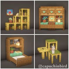 four different views of the same room in minecraft