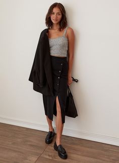 Chaia Skirt - Grey State Ponte Skirt, Loungewear Dresses, It Ends With Us, Gray Skirt, Deep Black, Black Xs, Tee Shop, Body Measurements, It Fits