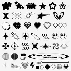 a variety of different shapes and sizes of tattoos