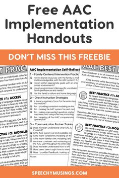 Are you new to using AAC devices in speech therapy? Or are you looking for a simple resource to help teach others about AAC implementation? This free resources includes AAC Best Practices for AAC implementation and an AAC Implementation Self Reflection checklist to help help include parents and staff on the same page when it comes to AAC implementation across all settings. If you are using AAC devices with any students in any setting, this free resource is a must have! Aac Activities Speech Therapy Free, Speech Therapy Free, Preschool Slp, Core Vocabulary Activities, School Based Therapy, Language Therapy Activities, Core Vocabulary, Core Board