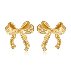 PRICES MAY VARY. Gold Bow Earrings: bow earrings are available in gold and silver, bow stud earrings symbolize happiness and love. The small and delicate design is super eye-catching and glamorous, making you look radiant all day long. Material: bow stud earrings are made of high quality alloy, lead-free, nickel-free, hypoallergenic, no harm to the ears, suitable for long time wearing Cute bow earrings:Minimalist cuff earrings design is sleek and modern yet classic and elegant stylesuitable.Brin Bow Earrings Gold, Bow Earring, Ribbon Earrings, Cute Ribbon, Womens Earrings Studs, Earrings Design, Bow Jewelry, Silver Bow, Bow Knot