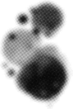 an abstract black and white halftone pattern with the letter s in it's center