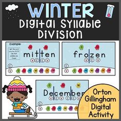 the winter digital and printable division for students to practice their writing skills, including letter recognition