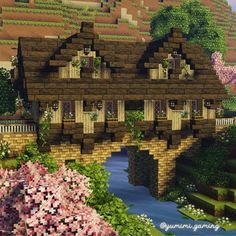 Cottagecore River, Rumah Minecraft Sederhana, Minecraft Structures, Minecraft House Plans, Bangunan Minecraft, Minecraft Farm, Minecraft Cottage, Easy Minecraft Houses, Minecraft House Tutorials