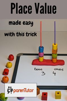 an image of a play mat with toys on it and the words place value made easy with this trick