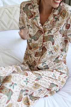 The softest cutest western Christmas pajamas you will ever wear.  These are super high quality and literally feel like butter. Cowboy Christmas Pajamas, Christmas Sleepwear Relaxed Fit, Christmas Sleepwear In Relaxed Fit, Relaxed Fit Christmas Sleepwear, Christmas Sleepwear For Pajama Party With Relaxed Fit, Country Pajamas, Cute Christmas Pajamas, Cowboy Santa, Christmas Pyjamas