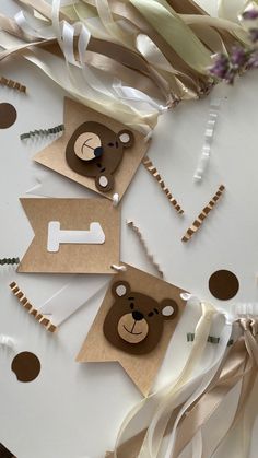 paperdecoration paper Garland bears гирлянда мишки растяжки с днем рождения Kraft Birthday Decor, Diy First Birthday Decorations, January Birthday Party Ideas, Baby Shower Souvenirs, Teddy Bear Party, Baby Birthday Decorations, 1st Birthday Photoshoot, Birthday Souvenir, One Year Birthday