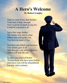 a man in a suit and hat standing on top of a hill with the words, hero's welcome by robert longley