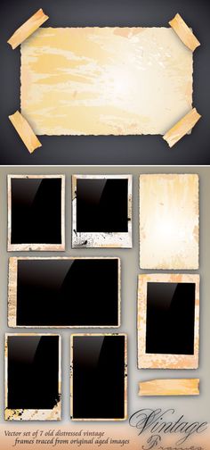 an old photo frame with wooden planks and blank photos on the edges - miscellaneous objects